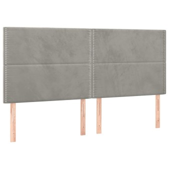 Világosszürke bársony fejtámla 200 x 5 x 118/128 cm