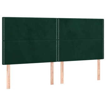 Sötétzöld bársony fejtámla 200 x 5 x 118/128 cm