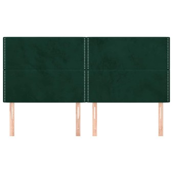 Sötétzöld bársony fejtámla 200 x 5 x 118/128 cm