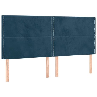 Sötétkék bársony fejtámla 200 x 5 x 118/128 cm