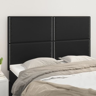 Fekete műbőr fejtámla 144x5x118/128 cm