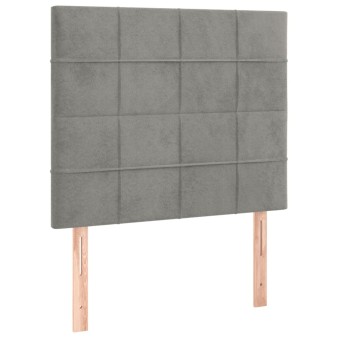 Világosszürke bársony fejtámla 100x5x118/128 cm