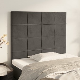 Sötétszürke bársony fejtámla 100x5x118/128 cm
