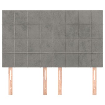 Világosszürke bársony fejtámla 144x5x118/128 cm