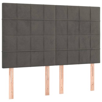 Sötétszürke bársony fejtámla 144x5x118/128 cm