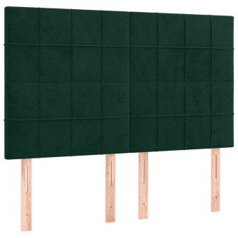 Sötétzöld bársony fejtámla 144x5x118/128 cm