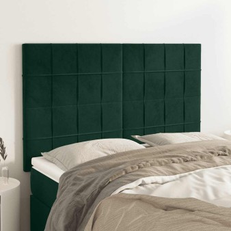 Sötétzöld bársony fejtámla 144x5x118/128 cm