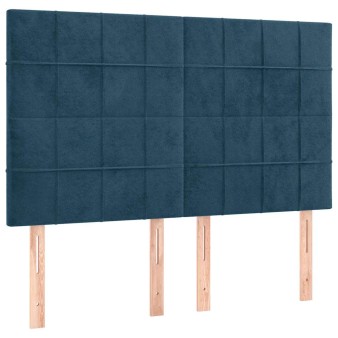 Sötétkék bársony fejtámla 144x5x118/128 cm