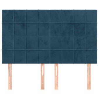 Sötétkék bársony fejtámla 144x5x118/128 cm