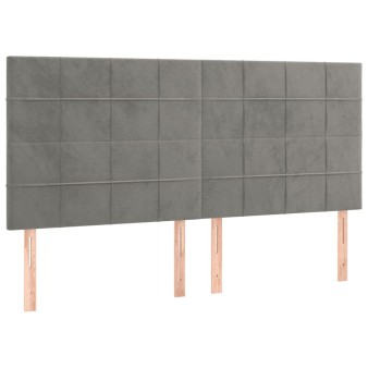 Világosszürke bársony fejtámla 160x5x118/128 cm