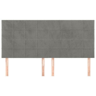 Világosszürke bársony fejtámla 160x5x118/128 cm
