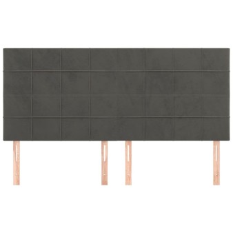 Sötétszürke bársony fejtámla 160x5x118/128 cm