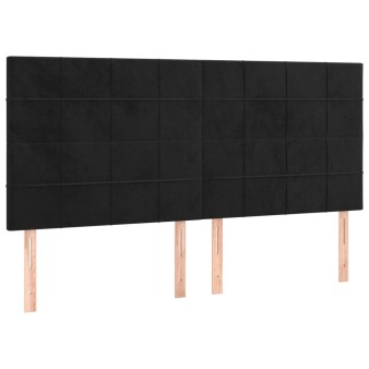 Fekete bársony fejtámla 160x5x118/128 cm