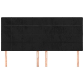 Fekete bársony fejtámla 160x5x118/128 cm