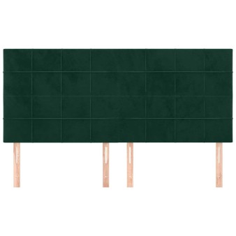 Sötétzöld bársony fejtámla 160x5x118/128 cm