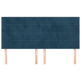 Sötétkék bársony fejtámla 160x5x118/128 cm