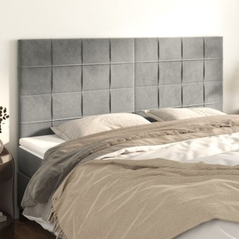 Világosszürke bársony fejtámla 180x5x118/128 cm