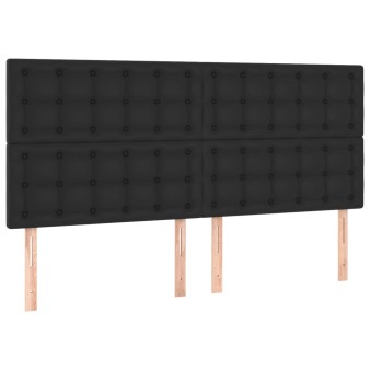 Fekete műbőr fejtámla 200 x 5 x 118/128 cm