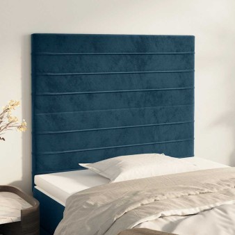 Sötétkék bársony fejtámla 100x5x118/128 cm