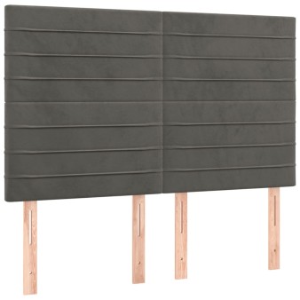 Sötétszürke bársony fejtámla 144x5x118/128 cm