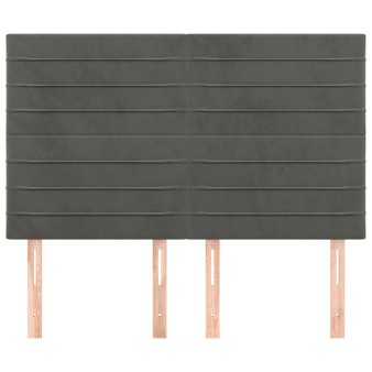 Sötétszürke bársony fejtámla 144x5x118/128 cm
