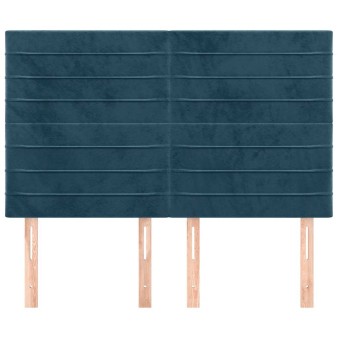 Sötétkék bársony fejtámla 144x5x118/128 cm