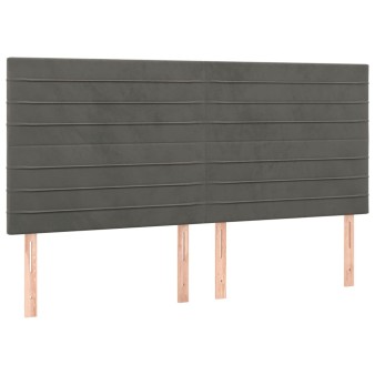 Sötétszürke bársony fejtámla 160x5x118/128 cm