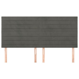 Sötétszürke bársony fejtámla 160x5x118/128 cm