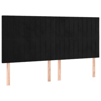 Fekete bársony fejtámla 200 x 5 x 118/128 cm