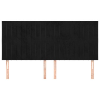 Fekete bársony fejtámla 200 x 5 x 118/128 cm
