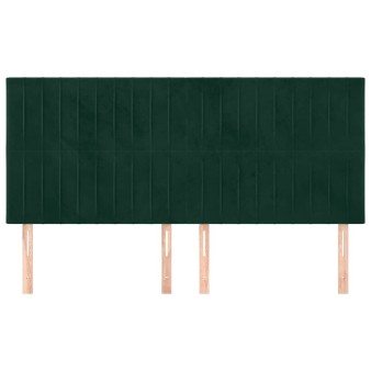 Sötétzöld bársony fejtámla 200 x 5 x 118/128 cm