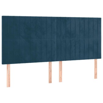 Sötétkék bársony fejtámla 200 x 5 x 118/128 cm
