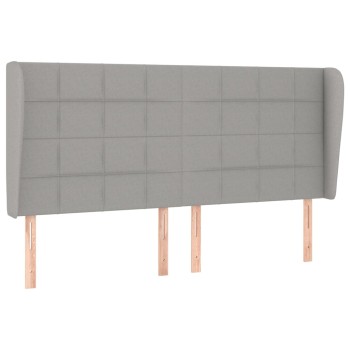 Világosszürke szövet fejtámla szárnyakkal 203x23x118/128 cm