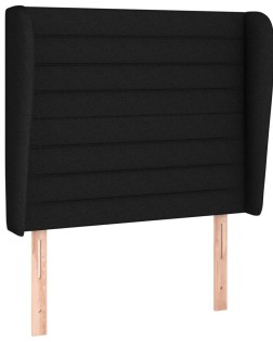 Fekete szövet fejtámla szárnyakkal 103 x 23 x 118/128 cm