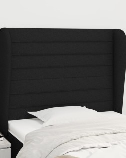 Fekete szövet fejtámla szárnyakkal 103 x 23 x 118/128 cm