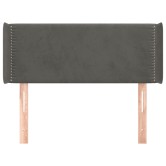 Sötétszürke bársony fejtámla szárnyakkal 93x16x78/88 cm