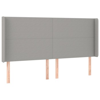 Világosszürke szövet fejtámla szárnyakkal 203x16x118/128 cm