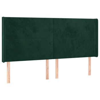 Zöld bársony fejtámla szárnyakkal 203x16x118/128 cm