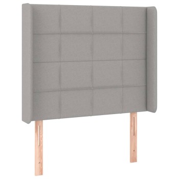 Világosszürke szövet fejtámla szárnyakkal 83x16x118/128 cm