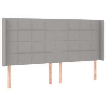 Világosszürke szövet fejtámla szárnyakkal 203x16x118/128 cm