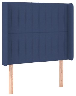 Kék szövet fejtámla szárnyakkal 83x16x118/128 cm