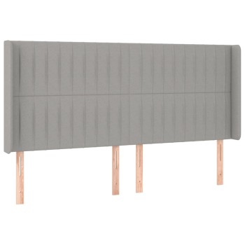 Világosszürke szövet fejtámla szárnyakkal 203x16x118/128 cm
