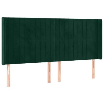 Zöld bársony fejtámla szárnyakkal 163x16x118/128 cm