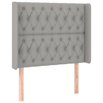 Világosszürke szövet fejtámla szárnyakkal 93x16x118/128 cm