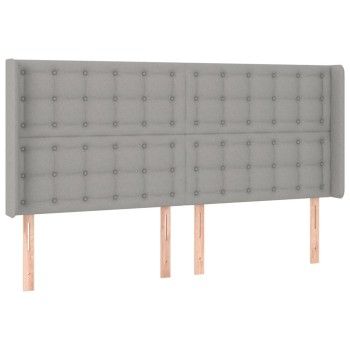 Világosszürke szövet fejtámla szárnyakkal 203x16x118/128 cm