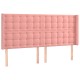 Rózsaszín bársony fejtámla szárnyakkal 163x16x118/128 cm