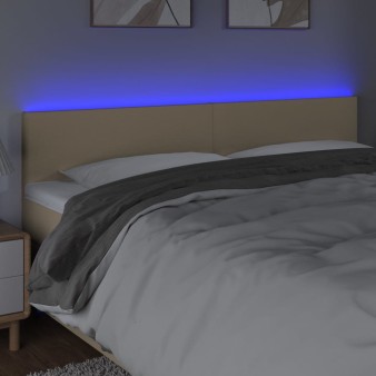 Krémszínű szövet led-es fejtámla 160x5x78/88 cm