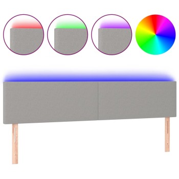 Világosszürke szövet led-es fejtámla 180x5x78/88 cm
