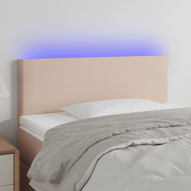 Fekete műbőr led-es fejtámla 90 x 5 x 78/88 cm
