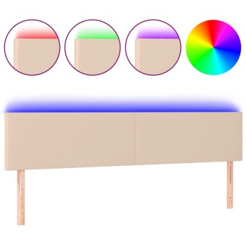 Cappuccino színű műbőr led-es fejtámla 180 x 5 x 78/88 cm